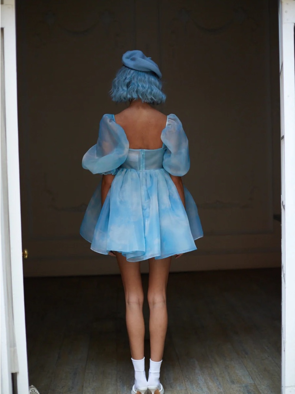 Selkie Head in the Clouds Blue & White Puff Dress - Picture 2 of 10